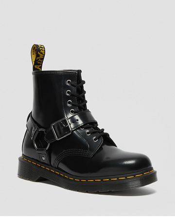 Dr Martens 1460 Harness Leren Veterlaarzen Dames Zwart | NL 608EBC